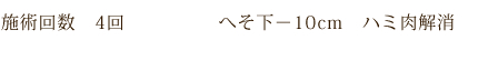 阪南市 エステサロン 痩身 施術回数　4回　　　　　へそ下－10cm　ハミ肉解消